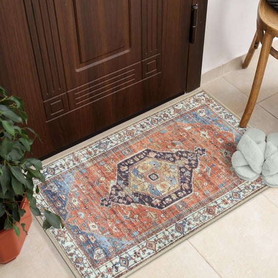 GLN Rugs Kitesh - Indoor, Machine Washable Area Rug 2'x3' Turkish Terra Home Carpet