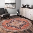 thumbnail image 1 of GLN Rugs Kitesh - Indoor, Machine Washable Area Rug 5'3" Round Turkish Terra Home Carpet, 1 of 8