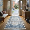 thumbnail image 1 of GLN Rugs Kumbet - Indoor, Machine Washable Area Rug 2'6"x6'6" Turkish Blue Home Carpet, All Ages, 1 of 8