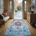 thumbnail image 1 of GLN Rugs Narli - Indoor, Machine Washable Area Rug 2'6"x6'6" Turkish Blue Home Carpet, All Ages, 1 of 8