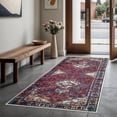 thumbnail image 1 of GLN Rugs Narman - Indoor, Machine Washable Area Rug 2'6"x9'8" Turkish Burgundy Home Carpet, All Ages, 1 of 8