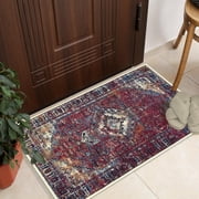 GLN Rugs Narman - Indoor, Machine Washable Area Rug 2x3 Turkish Burgundy Home Carpet