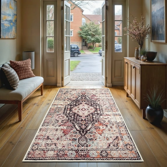 GLN Rugs Oltu - Indoor, Machine Washable Area Rug 2'6"x6'6" Turkish Terra Home Carpet, All Ages