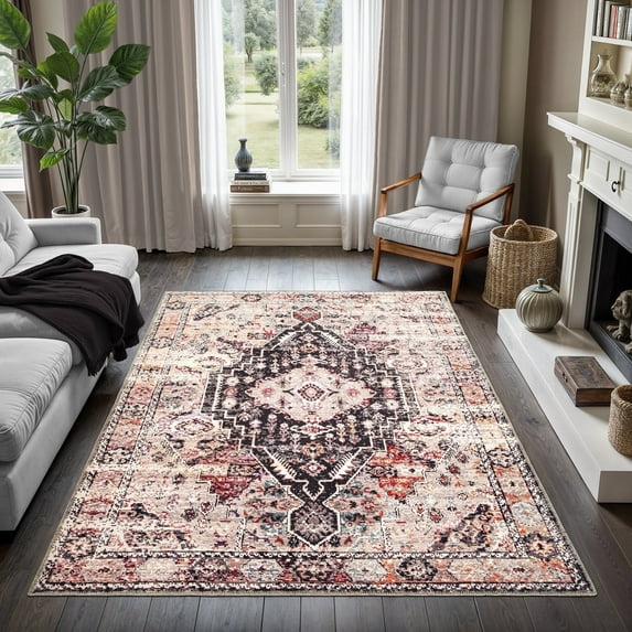 GLN Rugs Oltu - Indoor, Machine Washable Area Rug 5'3"x7'5" Turkish Terra Home Carpet