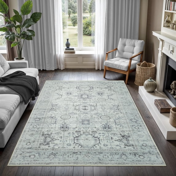 GLN Rugs Palmyra - Indoor, Machine Washable Area Rug 5'x7' Moroccon Gray Home Carpet