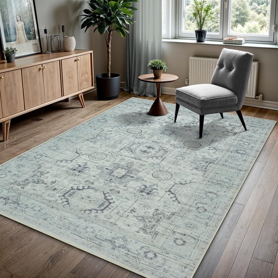 GLN Rugs Palmyra - Indoor, Machine Washable Area Rug 9'x12' Moroccon Gray Home Carpet