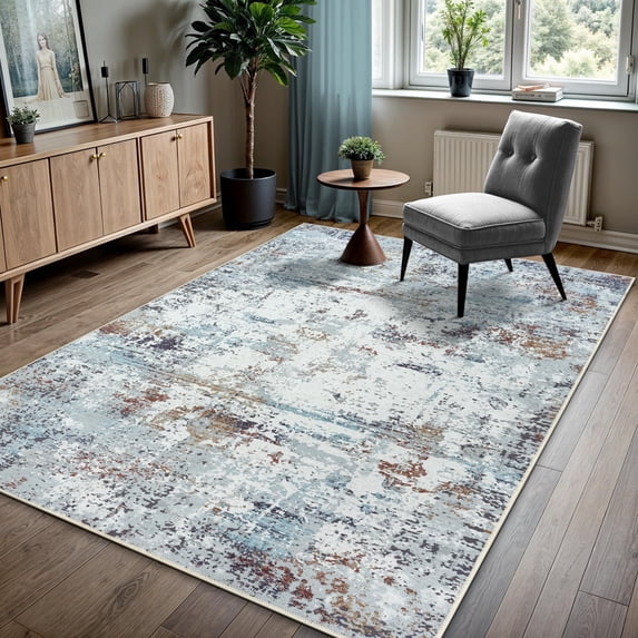 GLN Rugs Pamuk - Contemporary, Machine Washable Area Rug 6'6"x9'6" Abstract Home Carpet