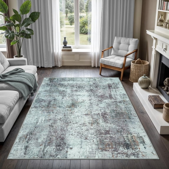 GLN Rugs Persepolis - Contemporary, Machine Washable Area Rug 4'x6' Turkish Gray Home Carpet
