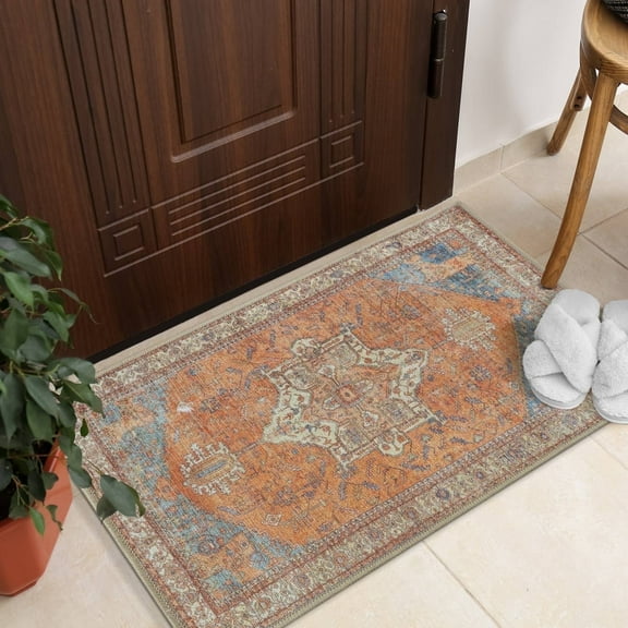GLN Rugs Petra - Indoor, Machine Washable Area Rug 2'x3' Turkish Terra Home Carpet