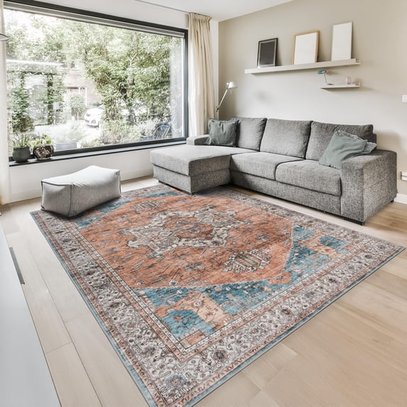 GLN Rugs Petra - Indoor, Machine Washable Area Rug 9'x12' Turkish Terra Home Carpet