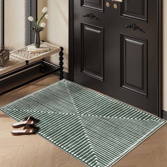 GLN Rugs Priene - Contemporary, Machine Washable Area Rug - 2'x3' Beige Green Home Carpet