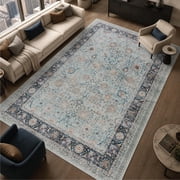 GLN Rugs Samarkand - Indoor, Machine Washable Area Rug 6x9 Turkish Light Blue Home Carpet