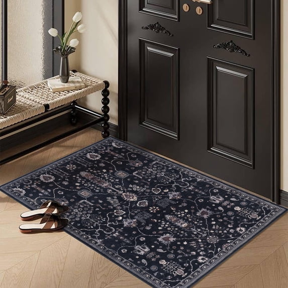 GLN Rugs Sumer - Indoor, Machine Washable Area Rug 2'x3' Moroccon Black Home Carpet