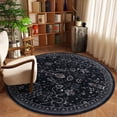 thumbnail image 1 of GLN Rugs Sumer - Indoor, Machine Washable Area Rug 5'3" Round Black Home Carpet, 1 of 8