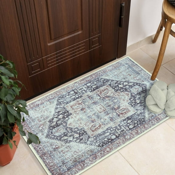 GLN Rugs Taxila - Indoor, Machine Washable Area Rug 2'x3' Turkish Brown/Gray Home Carpet