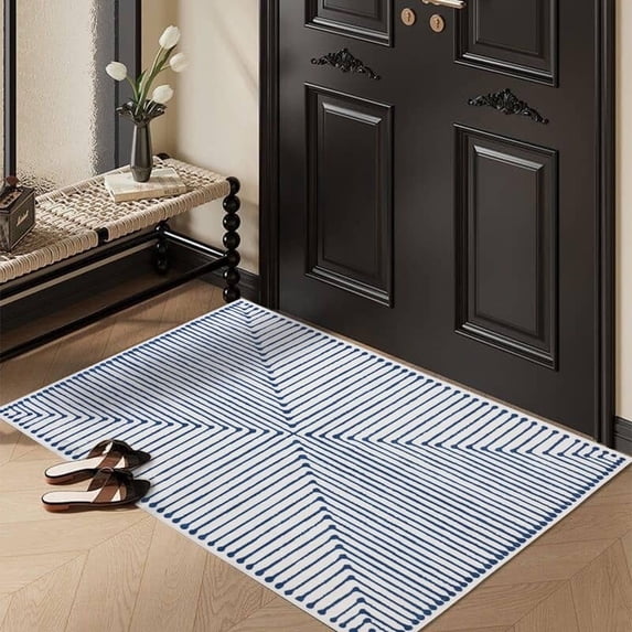 GLN Rugs Teos - Contemporary, Machine Washable Area Rug - 2'x3' Blue Ivory Home Carpet