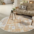 thumbnail image 1 of GLN Rugs Thebes - Indoor, Machine Washable Area Rug 5'3" Round Moroccon Yellow/Gray Home Carpet, 1 of 8