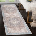 thumbnail image 1 of GLN Rugs Sinop - Indoor, Machine Washable Area Rug 2'6"x7' Brown/Blue Home Carpet, 1 of 7