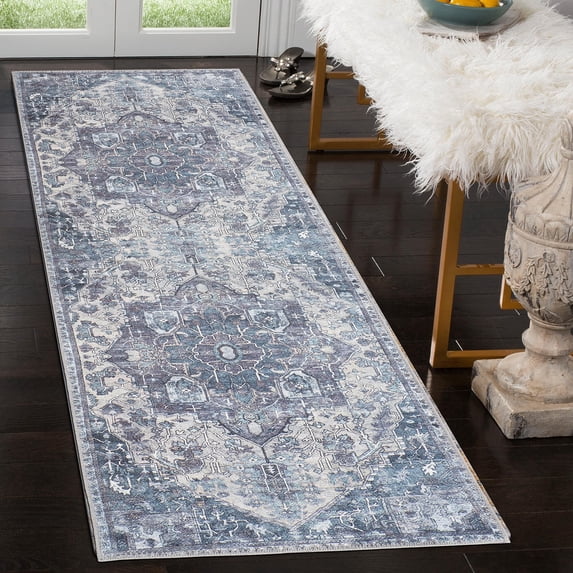 GLN Rugs Delos - Indoor, Machine Washable Area Rug 2'6"x7' Multi Gray Home Carpet