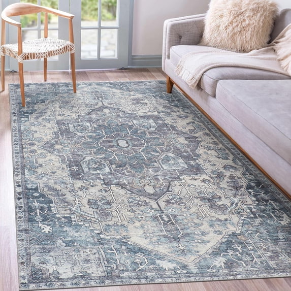 GLN Rugs Delos - Indoor, Machine Washable Area Rug 5'x7' Multi Gray Home Carpet