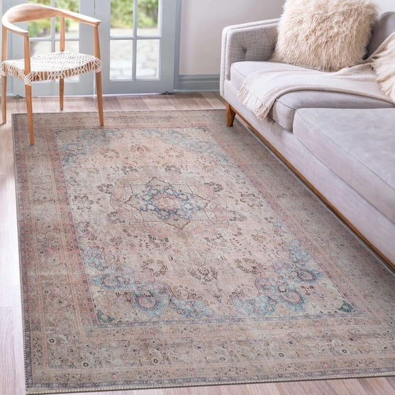 GLN Rugs Tiriala - Indoor, Machine Washable Area Rug 7'10"x10' Multi/Pink Home Carpet