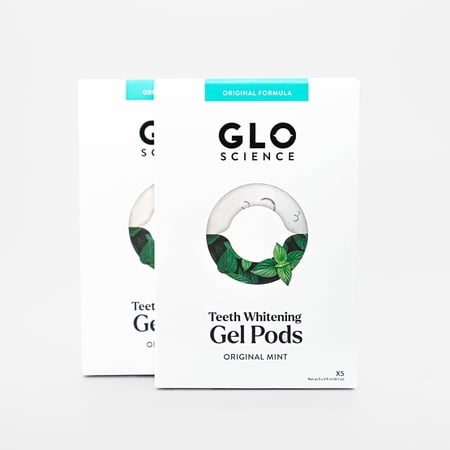 GLO Science Teeth Whitening Gel Pods – Safe, Effective Tooth Whitener with Silicon Brush, 6% Hydrogen Peroxide – Fastest Way to Whiter Teeth, Sensitivity Free – Mint Flavor (2 Packs of 5)