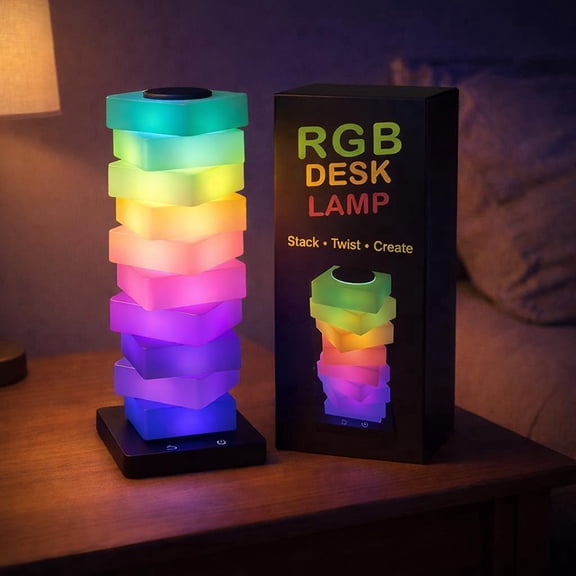 GLO-X Modular Color Changing RGB Night Light Stackable LED Touch Lamp for Desk, Bedroom, Gaming & Kids Rooms | Great Gift