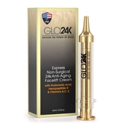 GLO24K Instant Face Lift Cream with 24K Gold, Anti-Aging Wrinkle Remover & Skin Tightening Firming Cream for Face, Neck & Under Eyes, Rapid Lifting Effect