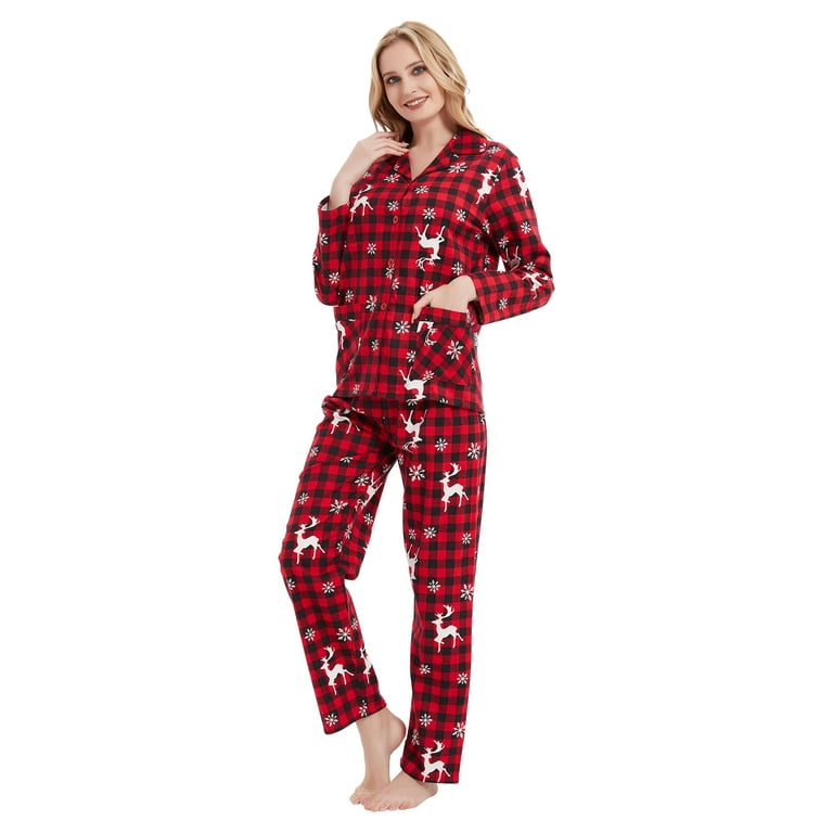 GLOBAL 100 Cotton Comfy Flannel Pajamas for Women 2 Piece Warm
