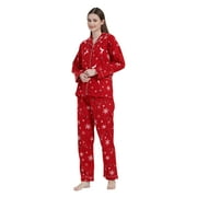 GLOBAL 100% Cotton Comfy Flannel Pajamas for Women 2-Piece Warm and Cozy Pj Set of Loungewear Button Front Top Pants, Size S-3XL