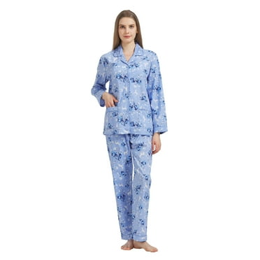 GLOBAL 100% Cotton Pajamas for Women Notch Collar Pjs Cozy Button Down Homewear with Pockets, Spring & Summer, 2-Piece, Sizes S to 3X
