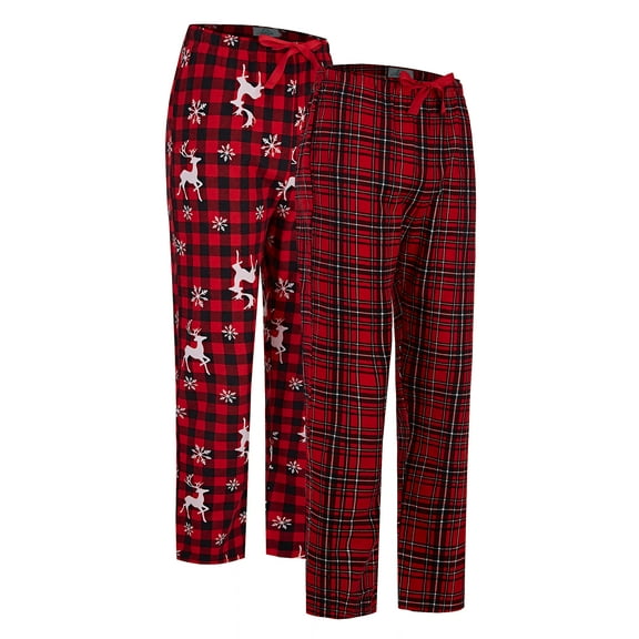 GLOBAL Cotton Flannel 2 Pack Women's Pajama Pants Sleepwear Sleep Pants,S-3XL