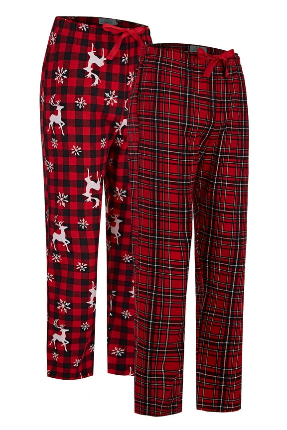 Cotton Flannel 2 Pack Women's Pajama Pants Sleepwear Sleep Pants,S-3XL