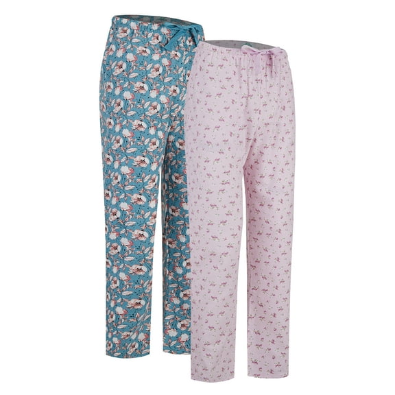 GLOBAL Cotton Flannel 2 Pack Women's Pajama Pants Sleepwear Sleep Pants,S-3XL