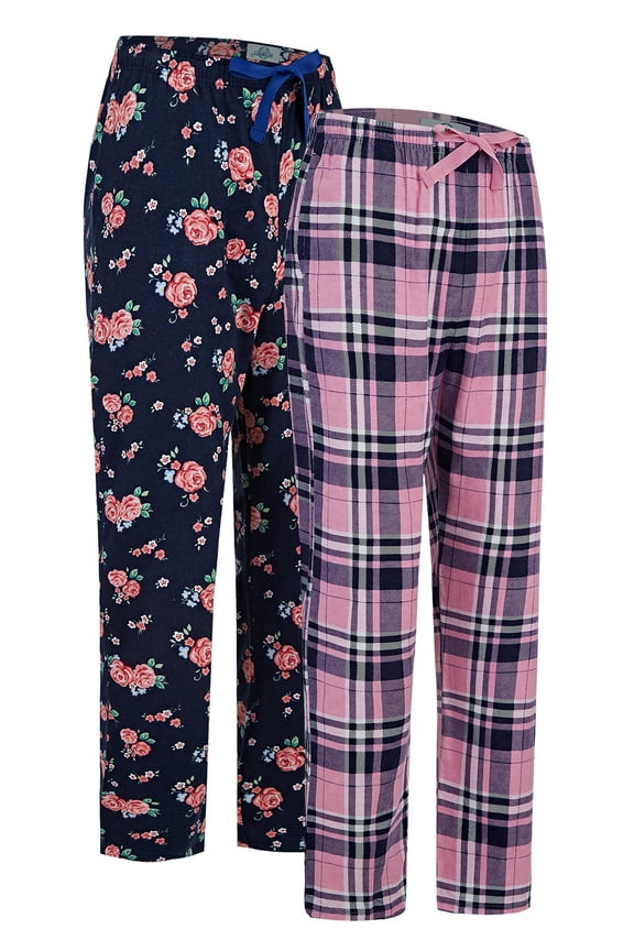 Cotton Flannel 2 Pack Women's Pajama Pants Sleepwear Sleep Pants,S-3XL