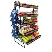 THE GLOBAL DISPLAY SOLUTION ASIA SOURCES, INC 5-Tier Snack/Candy Rack Counter Display | Metal Snack Rack Display, Snack Organizer Countertop for Retail Stores Kitchen Office 15w x 22h x 9D | Black