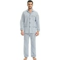 thumbnail image 1 of GLOBAL Men 100% Cotton Pajama Set For Men Lightweight Soft Nightwear Long Sleeves PJS With Pockets, 1 of 5