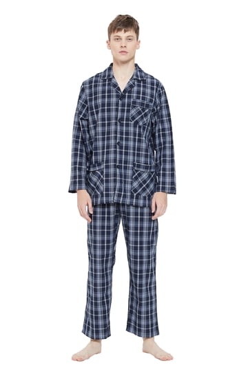 Angbater Men's Long Sleeve Nightshirt - Cotton Blend Sleep Shirt, Loose Fit Pajama Nightgown