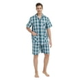 thumbnail image 1 of GLOBAL Men’s Cotton Short Sleeve and Shorts Yarn Pajama Set, Summer Soft Classic Plaid Loungewear with Pockets, Sizes XL, 1 of 6
