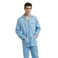 thumbnail image 1 of GLOBAL Men's Cotton Notch Collar Pajama Set with Pockets, 2-Piece, Sizes S to 3XL, 1 of 2