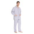 thumbnail image 1 of GLOBAL Mens 100% Cotton Long Sleeve Pajama Set, Breathable Lightweight Button Down Nightwear with Pants, S-3XL, 1 of 6