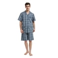 thumbnail image 1 of GLOBAL Men’s Cotton Short Sleeve and Shorts Yarn Pajama Set, Summer Soft Classic Plaid Loungewear with Pockets, Sizes S, 1 of 6