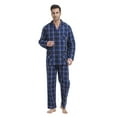 thumbnail image 1 of GLOBAL Mens Yarn Pajama Set 100% Cotton, Long Sleeve Button Down PJ Set for Men Plaid Men's Sleepwear, Sizes S-3XL, 1 of 1
