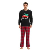 GLOBAL Men's Flannel Pajama Sets 100% Cotton Knit Top Flannel Pants Sleepwear Long-Sleeve Top & Bottom, Size S-3XL