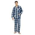 thumbnail image 1 of GLOBAL Men's Long Sleeve Plain Weave Pajama Set Cotton Sleepwear Comfy Loungewear Fresh Blue Plaid XL, 1 of 7