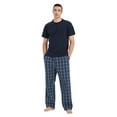 thumbnail image 1 of GLOBAL Men's Short Sleeve Pajama Sets Knit Soft Top & Woven Pajama Pants Sleepwear Elastic Waistband PJs S-XXL, 1 of 6