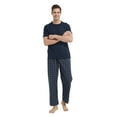 thumbnail image 1 of GLOBAL Men's Short Sleeve Pajama Sets Knit Soft Top & Woven Pajama Pants Sleepwear Elastic Waistband PJs S-XXL, 1 of 6