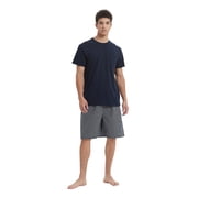 GLOBAL Mens Short Sleeve Crew Knitted Top & Lightweight Yarn Shorts Pajama Sets, Sizes S-XXL