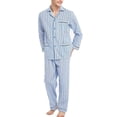 thumbnail image 1 of GLOBAL Mens 100% Cotton Long Sleeve Pajama Set, Breathable Lightweight Button Down Nightwear with Pants, S-3XL, 1 of 5