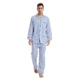 thumbnail image 1 of GLOBAL Mens 100% Cotton Long Sleeve Pajama Set, Breathable Lightweight Button Down Nightwear with Pants, S-3XL, 1 of 4